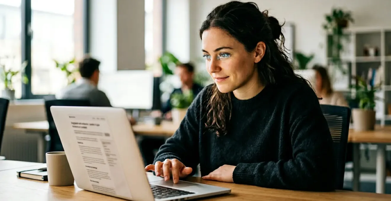 Lecteur captivé devant un écran analysant un texte structuré en pyramide inversée