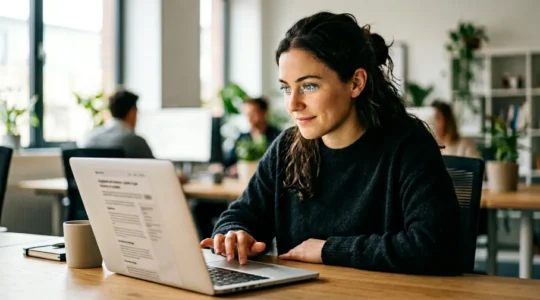 Lecteur captivé devant un écran analysant un texte structuré en pyramide inversée