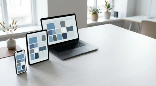 Vue comparative montrant deux approches de conception web avec des écrans multiples en perspective