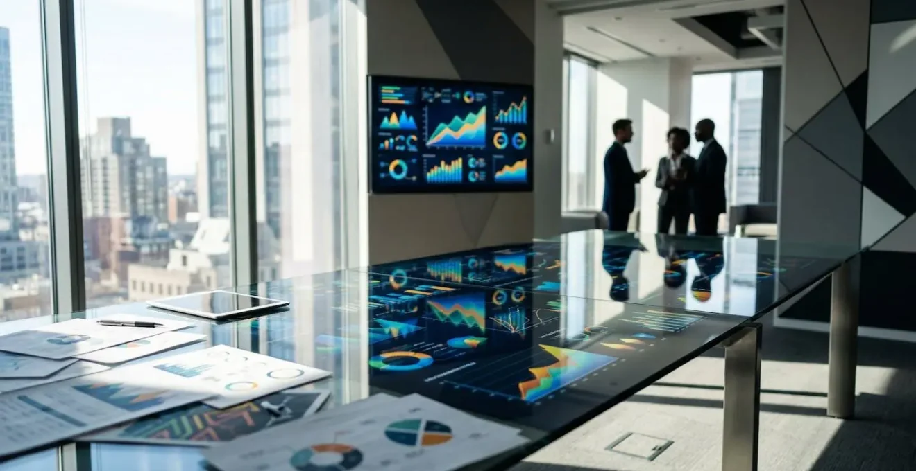 Dashboard analytique avec graphiques de performance marketing et indicateurs de ROI