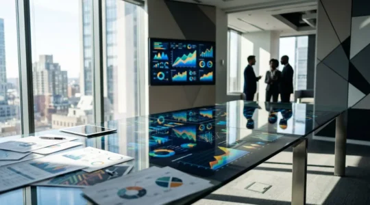 Dashboard analytique avec graphiques de performance marketing et indicateurs de ROI