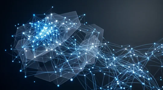 Visualisation abstraite d'une stratégie de netlinking avec des connexions réseau lumineuses