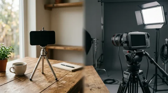 Comparaison entre une vidéo UGC authentique filmée au smartphone et une production studio professionnelle sur TikTok