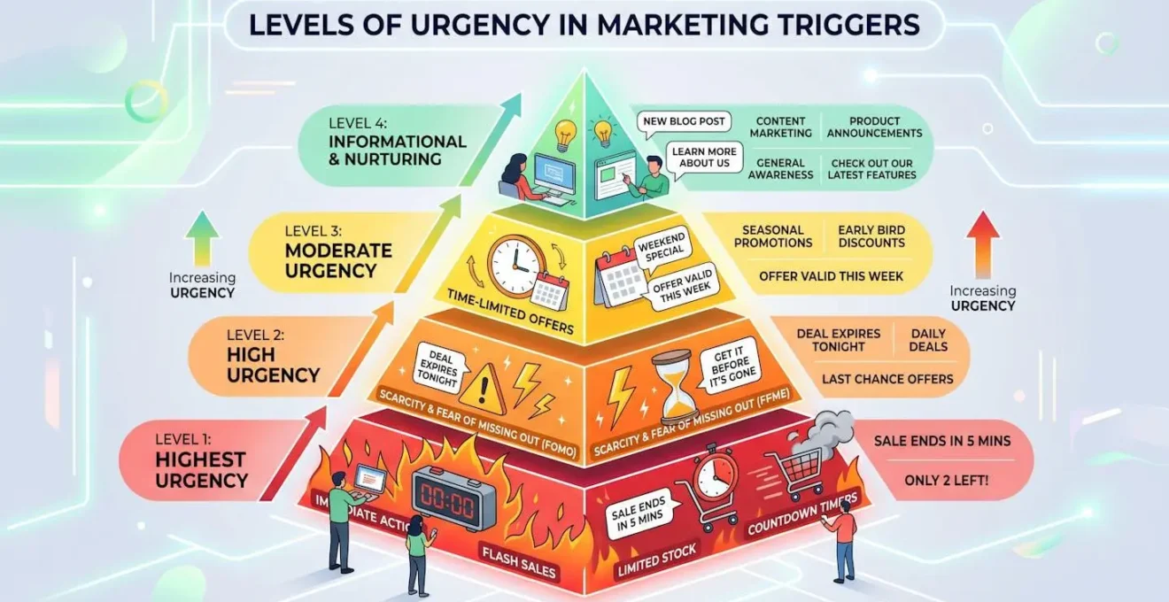 Représentation des différents niveaux d'urgence dans les déclencheurs marketing